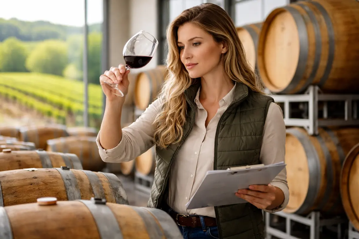 Esame del vino in cantina