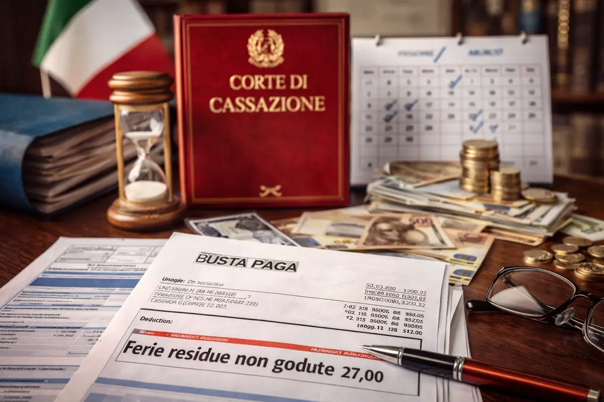 Busta paga con ferie non godute e documenti legali della Cassazione